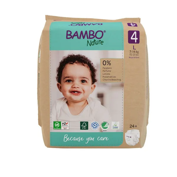 Bambo Nature pelene papirno pakovanje 4 (7-14kg), 24kom